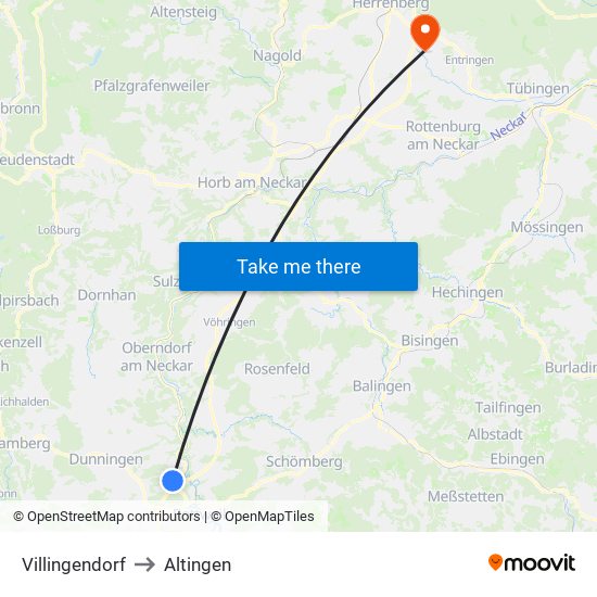 Villingendorf to Altingen map