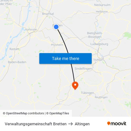 Verwaltungsgemeinschaft Bretten to Altingen map