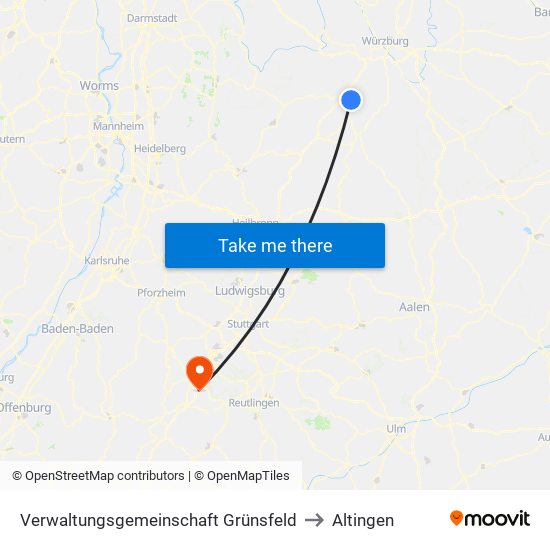 Verwaltungsgemeinschaft Grünsfeld to Altingen map