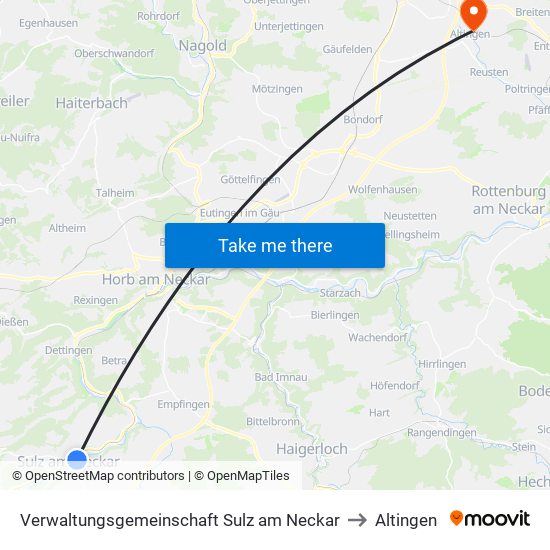 Verwaltungsgemeinschaft Sulz am Neckar to Altingen map