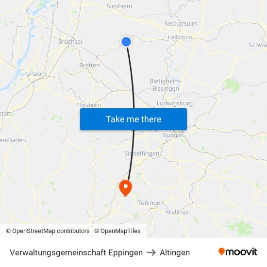 Verwaltungsgemeinschaft Eppingen to Altingen map