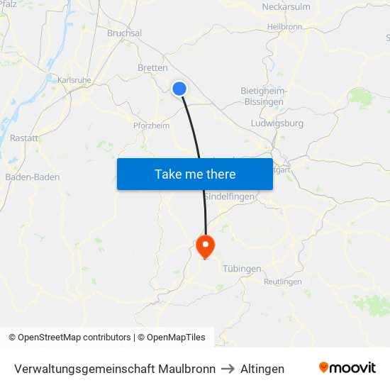 Verwaltungsgemeinschaft Maulbronn to Altingen map