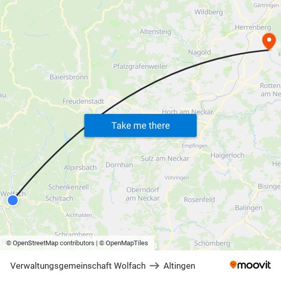 Verwaltungsgemeinschaft Wolfach to Altingen map