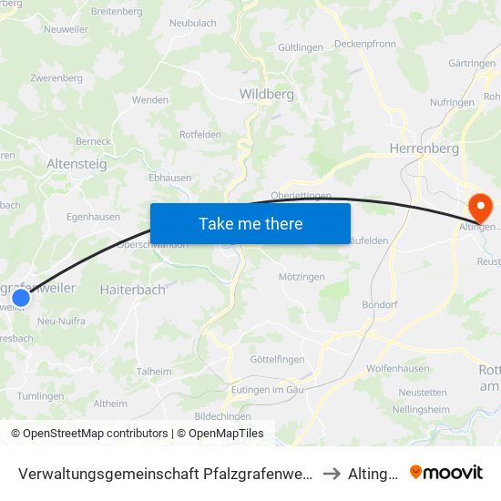 Verwaltungsgemeinschaft Pfalzgrafenweiler to Altingen map