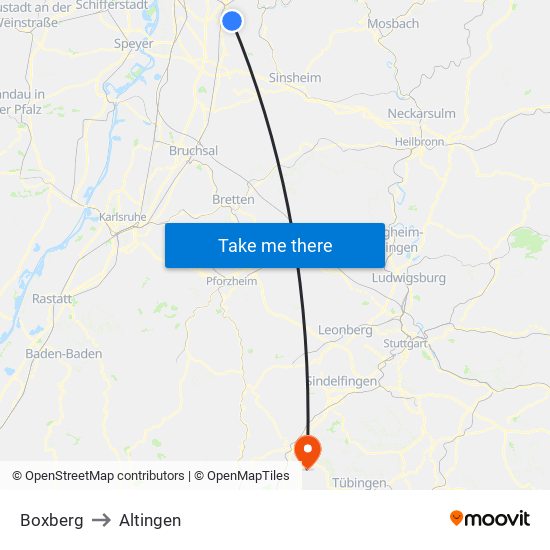 Boxberg to Altingen map