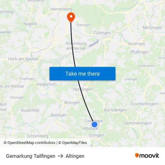 Gemarkung Tailfingen to Altingen map