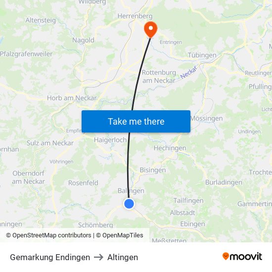 Gemarkung Endingen to Altingen map