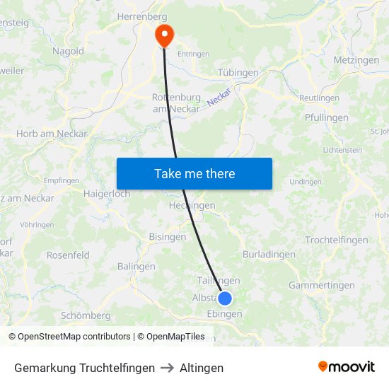 Gemarkung Truchtelfingen to Altingen map
