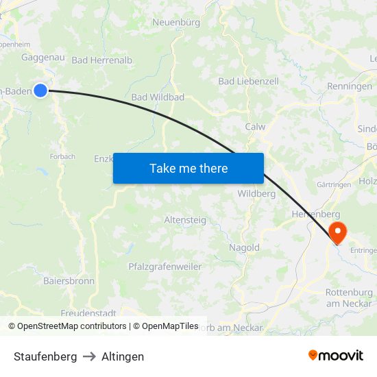 Staufenberg to Altingen map