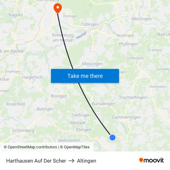 Harthausen Auf Der Scher to Altingen map