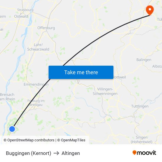 Buggingen (Kernort) to Altingen map