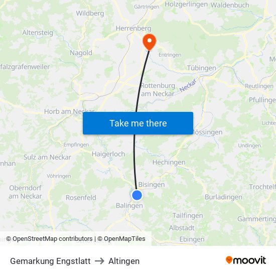 Gemarkung Engstlatt to Altingen map
