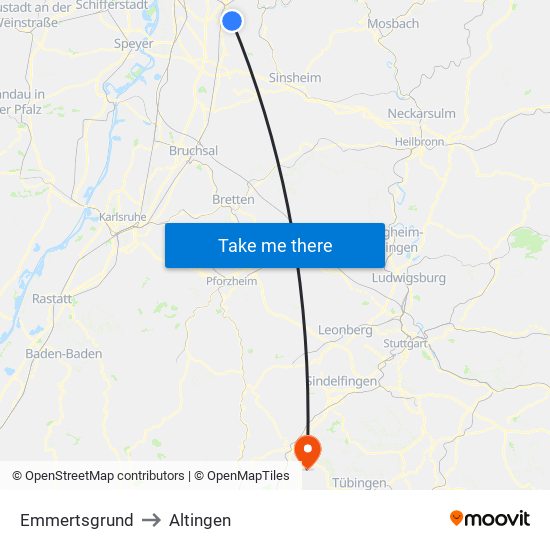Emmertsgrund to Altingen map