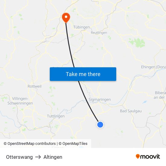 Otterswang to Altingen map