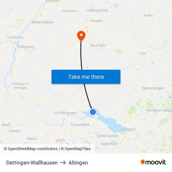 Dettingen-Wallhausen to Altingen map