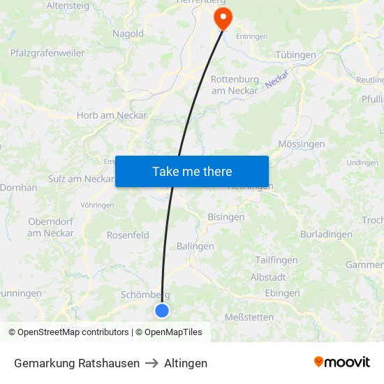 Gemarkung Ratshausen to Altingen map
