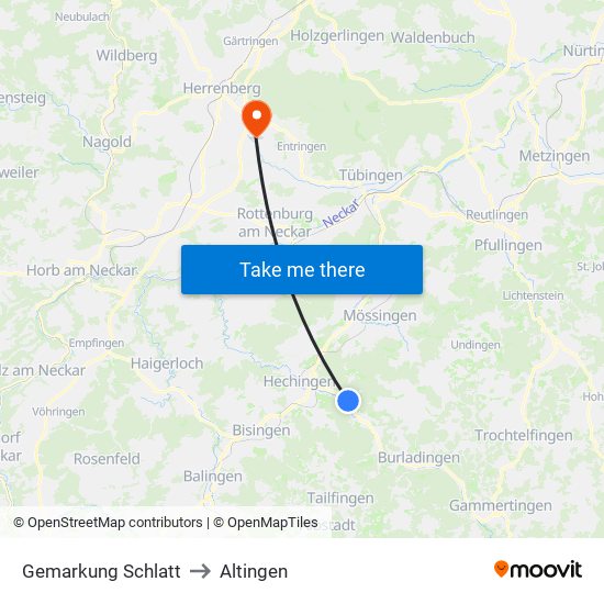 Gemarkung Schlatt to Altingen map