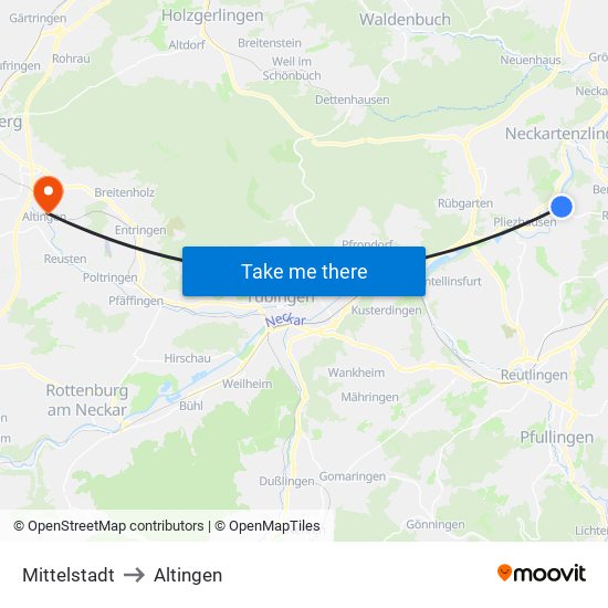 Mittelstadt to Altingen map