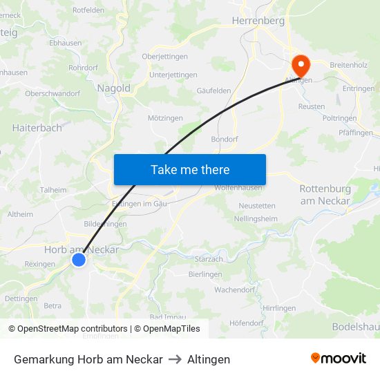 Gemarkung Horb am Neckar to Altingen map