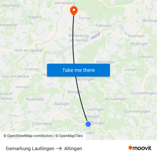 Gemarkung Lautlingen to Altingen map