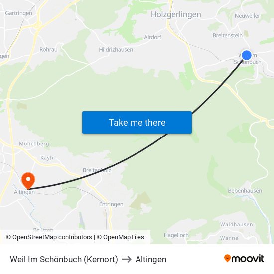 Weil Im Schönbuch (Kernort) to Altingen map