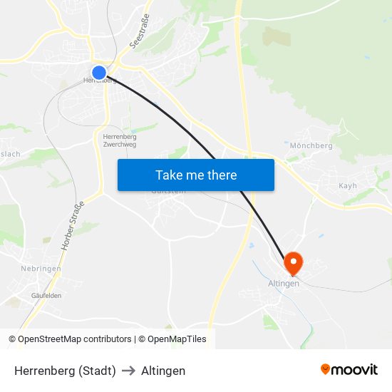 Herrenberg (Stadt) to Altingen map