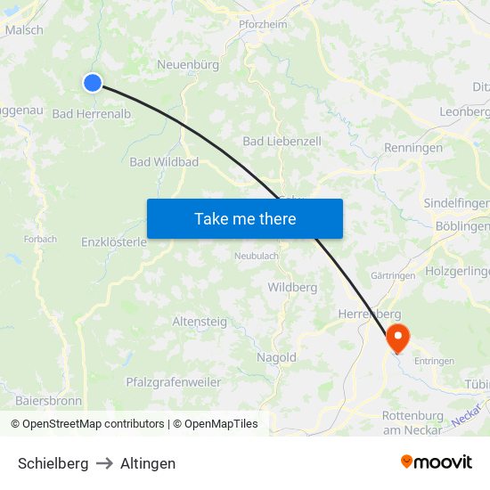 Schielberg to Altingen map