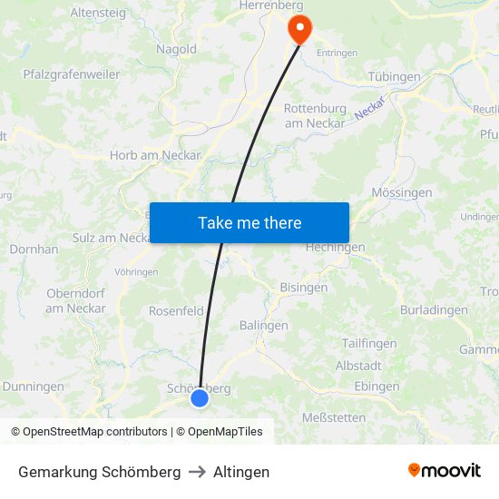 Gemarkung Schömberg to Altingen map