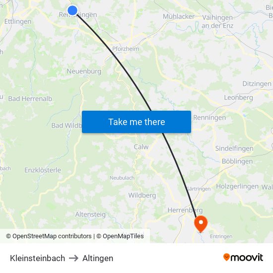 Kleinsteinbach to Altingen map