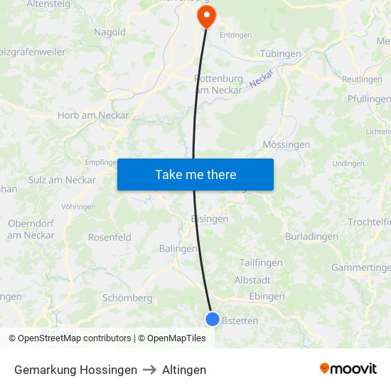 Gemarkung Hossingen to Altingen map