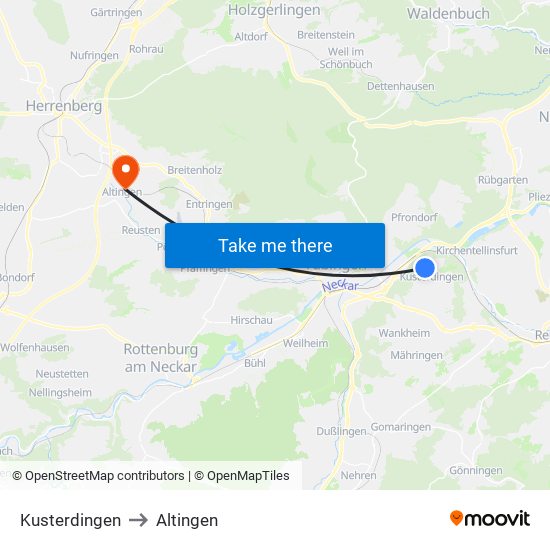Kusterdingen to Altingen map