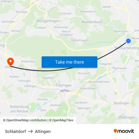 Schlaitdorf to Altingen map