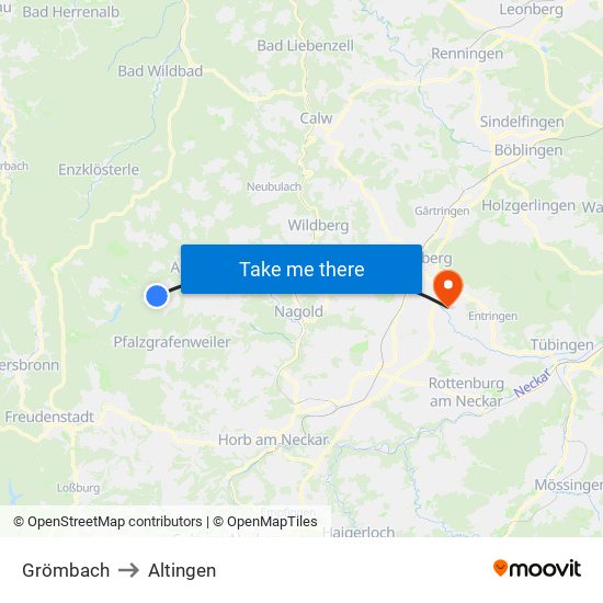 Grömbach to Altingen map