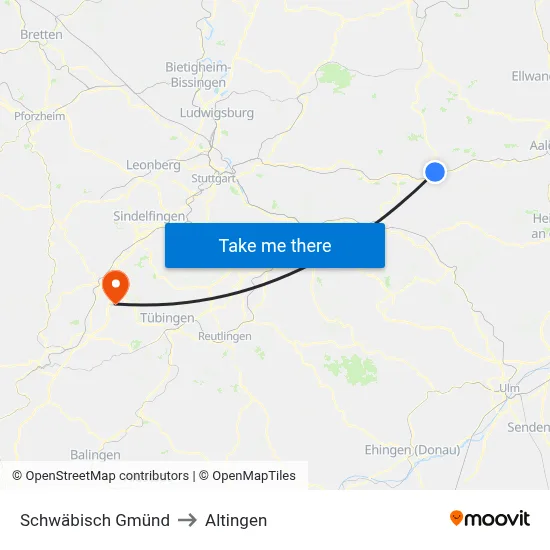 Schwäbisch Gmünd to Altingen map