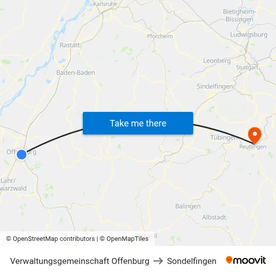 Verwaltungsgemeinschaft Offenburg to Sondelfingen map