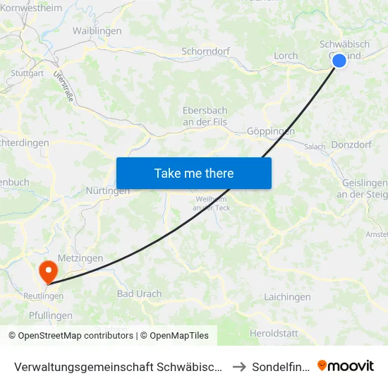 Verwaltungsgemeinschaft Schwäbisch Gmünd to Sondelfingen map