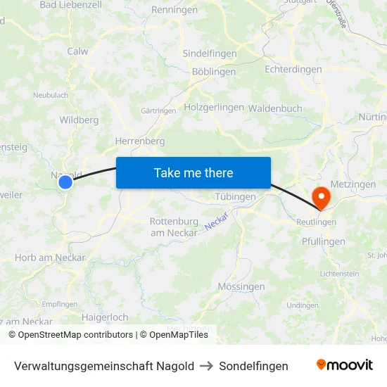 Verwaltungsgemeinschaft Nagold to Sondelfingen map