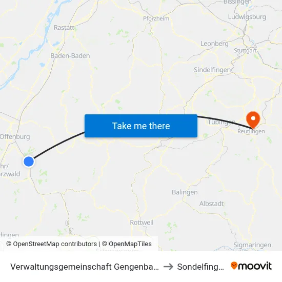 Verwaltungsgemeinschaft Gengenbach to Sondelfingen map
