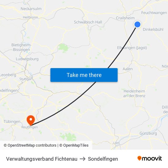 Verwaltungsverband Fichtenau to Sondelfingen map