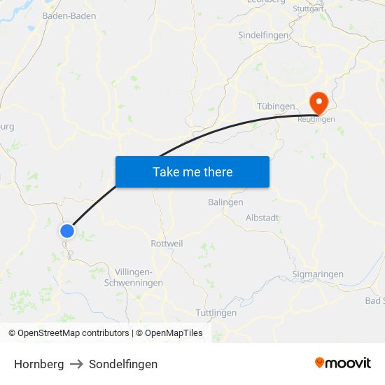 Hornberg to Sondelfingen map