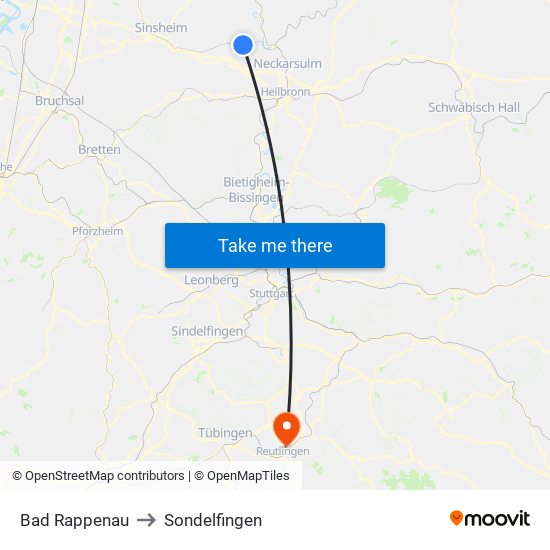 Bad Rappenau to Sondelfingen map
