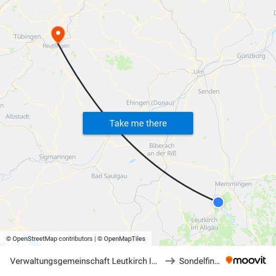 Verwaltungsgemeinschaft Leutkirch Im Allgäu to Sondelfingen map