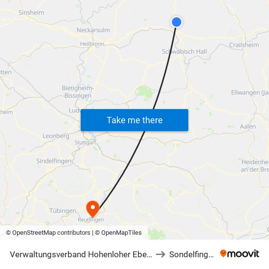 Verwaltungsverband Hohenloher Ebene to Sondelfingen map