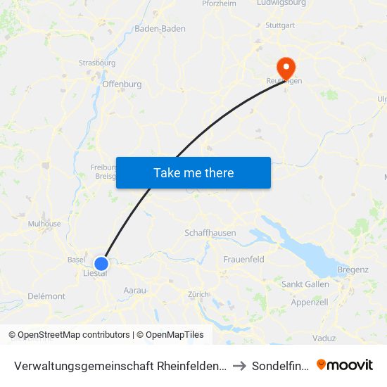 Verwaltungsgemeinschaft Rheinfelden (Baden) to Sondelfingen map