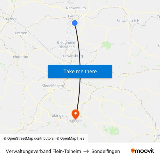 Verwaltungsverband Flein-Talheim to Sondelfingen map