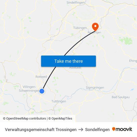 Verwaltungsgemeinschaft Trossingen to Sondelfingen map