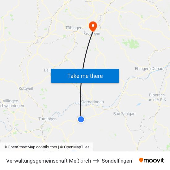 Verwaltungsgemeinschaft Meßkirch to Sondelfingen map