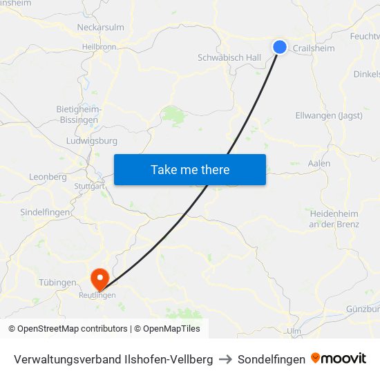 Verwaltungsverband Ilshofen-Vellberg to Sondelfingen map