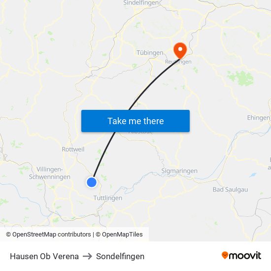 Hausen Ob Verena to Sondelfingen map