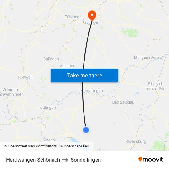 Herdwangen-Schönach to Sondelfingen map